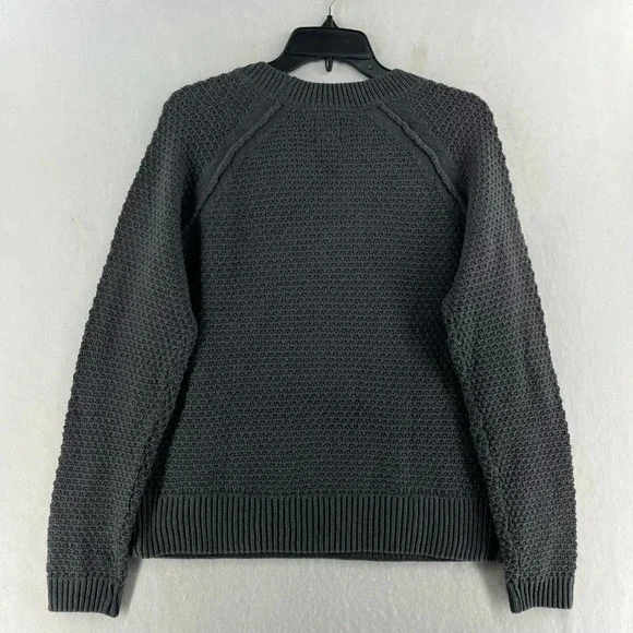 Gap Sweater Women's Sz Small Gray Crew Neck Knit Ribbed Trim Textured Pullover - Picture 2 of 13